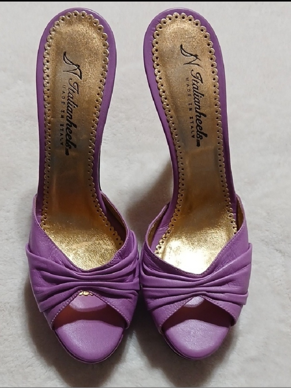 Sexy Italian Purple Leather Open-Toe Platform Heels!!! *NEVER WORN*